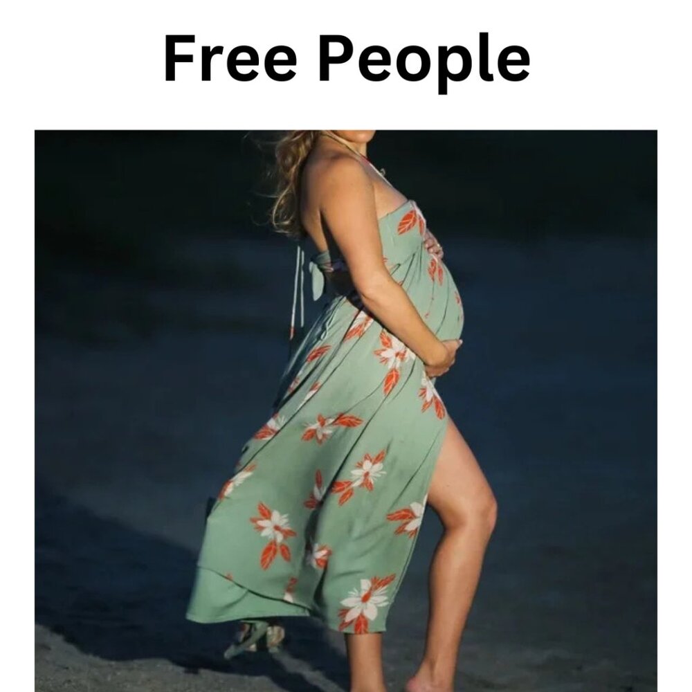 Free People XS/S Maxi Boho Flowy dress |adjustable halter and tie in back